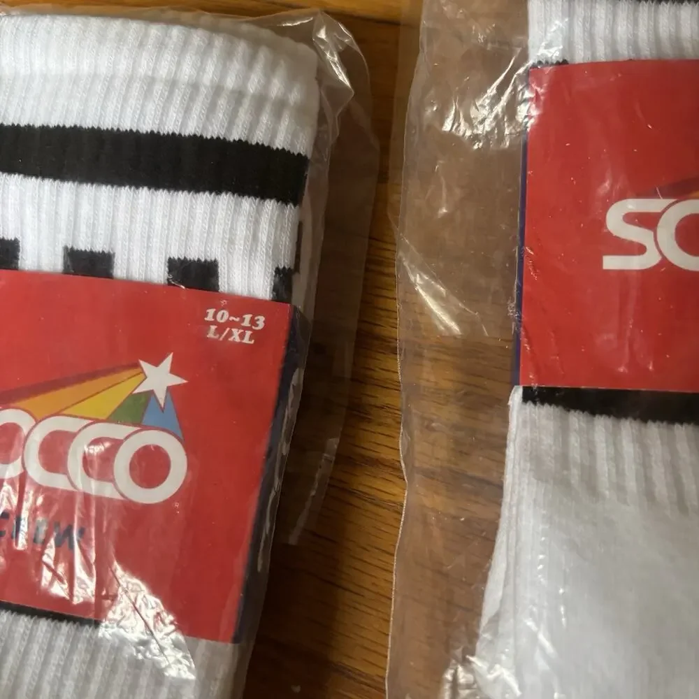 NWT SOCCO 2-Pack White Black L/XL 10-13 Sock High Crew Skater New Checkerboard